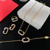 Shining Crystal Necklaces Letter Diamond Pendant Bracelets Women Rhinestone Earrings Rings Jewelry Sets With Box