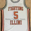 SJZL98 5 Deron Williams 13 Kendall Gill Illinois Fighting Illini Basketball Jersey Naranja Blanco Bordado Bordado Jersey