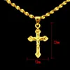 Pendant Necklaces Small Cross Yellow Gold Filled Women Men Crucifix Chain Fashion JewelryPendant