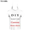 YX Girl 3D Print DIY Custom Design Mężczyźni/Kobiety z kapturem T-shirt Summer Casual T Shirt Dostawcy dla Drop Shippper 220619