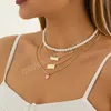 Boho multistrato imitazione perla collana di perline da donna 2022 alfanumerico 1 inciso rosa cuore collane con ciondolo gioielli per ragazze