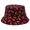 Cappello a secchiello double face Creativo Fragola Ciliegia Frutta Berretto casual Cappello da sole per esterni Cappelli a tesa larga