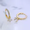 Popular European and American fashion stud earrings ol ring full of diamond copper Zircon Earrings female gold micro