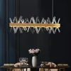 Moderner Kronleuchter für Esszimmer, luxuriöse Kristall-Heimdekoration, goldene rechteckige LED, große Hängelampe, Innenbeleuchtung