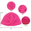 2022 Kvinnor Knit Cotton Ruffle Turban Knutt Stretch Headwrap Soild India Islamic Headscarf Muslim Hijab Headwear Chemo Cap Turbante