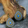 Dangle & Chandelier Bohemian Vintage Earrings For Women Water Drop Shape Alloy Acrylic Gem Ethnic Enamel JewelryDangle Kirs22
