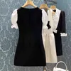 black dress big bowknot patchwork reception thin waist skirt celebrity temperament new summer style