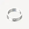 Kedja 5mm 6mm Tstainless Steel 18K White Gold Plated Love Wedding Ring Men Women Charm Lovers Rings Par For Presenttillbehör smycken