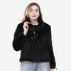 Kvinnors päls faux ryska kvinnor vinter varm äkta kappa 100%naturlig riktig jacka lady mode stickad långärmad stor krage kappor wo wo