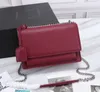 럭셔리 디자이너 핸드백 이쑤시감 패턴 가죽 여성 가방 가방 일몰 빈티지 클래식 숄더백 체인 최신 컬러 디자이너 지갑 최고 품질 중간 22cm