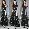 Women's Suit Chiffon Wide Leg Pants Skirt Suit Polka Dot Top For Women Sport Summer Fashion 2 Two Piece Set Clothing 220812