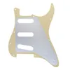 1 Conjunto Canhoto 11 Furos SSS Guitar Pickguard Scratch Plate Backplate Parafusos Creme 3Ply Para Peças de Guitarra Elétrica