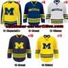 Nik1 2016 New Custom mens womens kids 1 steve Racine 11 zach Hyman NCAA Michigan Wolverines jerseys goalie cut Ice hockey Jersey