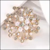 Stift broscher smycken mode imitation pärla strass kristall metall blomma för kvinnor bröllop brud party runda bukett brosch pin drop