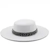 10 cm de largura Igreja simples Falt Top Hat Hat Homen's Felt Fedoras Hat Winter Trilby Festa formal Jazz Cap