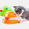 Trois niveaux Pet Cat Toy Tower Tracks Disc Cat Intelligence Amusement Triple Disc Cat Toys Ball Training Amusement Plate 220423