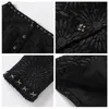 Women's Jackets Women's Pattern Flower Jacquard Black Top Vintage Coat Sexy One-Shoulder Western Button Slim Women Spring Fall