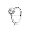 Biżuteria 925 Sier CZ Diamond Ring Pierdzież ślubna Pandora dla dziewcząt mężczyzn i kobiet zaręczyny 1074 V2 Drop dostawa Mxhome Dhbgx