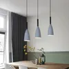 Lampade a sospensione Luci semplici nordiche in legno massello Paralume in alluminio multicolore sospeso per la casa Ristorante Bar El Cafe Decorazione fai da te Ciondolo