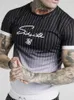 Polos pour hommes Sik Silk Summer T-shirt décontracté pour hommes Fashion Striped Tide Brand Hip-Hop Short-Sleeved Street Clothing Sports Slim TopsMen's