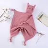 Mjuk organisk bomull Muslin Cat Kitty Animal Newborn Pacify Handdukar Bibbs Soothers Handduk Retlar Baby Accessory 10 Colors8047787