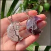 Arti e mestieri Luna Crescente Wire Wrap Albero Pietra curativa naturale Ciondolo in cristallo Quarzo Pendolo Opale Ametista Rosa Cryst Sports2010 Dhxc4