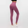 Naked Material Women Yoga Pants L-85 Solid Color Sports Gym Wear Leggings Hög midja Elastisk fitness Lady total tights Workout 23121