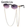 Esagono vintage alla moda con collana a catena Occhiali da sole Occhiali da sole con montatura piccola Occhiali di design di marca di lusso UV400 Lunette W220422