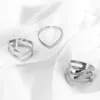 Anel de ouro de prata para mulheres casamento na moda de aço inoxidável anéis de jóias grandes jóias de banda