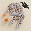 Ensembles de vêtements MaBaby 0-3Y Halloween Infant Toddler Bébé Enfant Garçons Filles Vêtements Ensemble Citrouille Imprimer Tenues À Manches Longues Tops Pantalon Costume