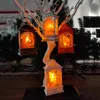 Décorations de Noël lumière LED créative bois peint Transparent maison arbre suspendus ornements fête artisanat noël