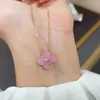 Designer Fashion 2021 New Clover Rose Pyroxene Diamond Necklace Women039S Sterling Silver 925 Christmas Pink Pendant Clavicle C8683635