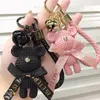 Keychains Cute Bear Key Chain Resin Bow Bell Keychain Weaving Fashion Doll Bag Pendant Holiday Car Ring For Girls GiftKeyChains KeychainsKey