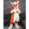 Halloween Orange Long Fur Husky Dog Mascot Costume Cartoon Plush Anime personaggio a tema Carnevale di Natale Adulti Festa di compleanno Fancy Outfit