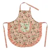 Avental de Cotton Kids com bolso e uma fivela de metal laços ajustáveis ​​para mulheres Chef 84x68cm Flor rosa