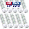 Jesled 8ft LED -butiksljus, 8 '150W 6000K (24 Pack), T8 8 fot LED -rörfixtur för garageverkstad, hög produktion, länkbara butiksljus, lager i USA