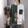 100% Cotton T Shirt Kobieta Summer O Neck Długie rękaw T-shirt moda kobiety S Korean Style plus size 220321