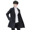 남자 긴 재킷 한국 겨울 코트 슬림 한 핏 가을 아웃복 플러스 크기 5xl 모직