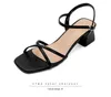 Nxy Sandals Summer Low Heel Women's Fashion Strap Design Princess Girl Shoes Large Size Black Outer Wear Slippers