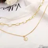 Portrait Stamp Pearl Chain Multilayer Necklace Creative Vintage Alloy Necklace