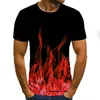 불꽃 남자 티셔츠 여름 패션 단락 3d 라운드 목 상판 E 요소 셔츠 트렌디 한 남자 티셔츠 220505