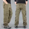 Spring Mens Cargo Byxor Khaki Militärbyxor Casual Bomull Taktisk Stor Storlek Armé Pantalon Militaire Homme 220330