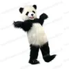 Halloween Long Hair Panda Mascot Costume Cartoon Theme Character Carnival Unisex vuxna storlek Jul födelsedagsfest fancy outfit
