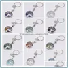 Porte-clés en verre naturel cristal pierre anneau arbre de vie pendentif porte-clés à la main pour femmes fille sacs de voiture Carshop2006 Dhcn4