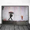 Paintings Graffiti Behind The Curtain Boy Canvas Poster Banksy Street Art Abstract Painting Print Wall Pictures Cuadros Home Room Decor
