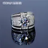 Deslumbrante banda artesanal anéis jóias de moda 925 prata esterlina