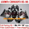 Einspritzkörper + Tank für HONDA CBR600 CBR 600 F3 FS CC 600F3 95-98 141No.7 600FS 600CC CBR600F3 95 96 97 98 CBR600-F3 CBR600FS 1995 1996 1997 1998 OEM-Verkleidung weiß rot