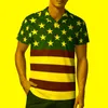 Men's Polos American Flag Shirt Man Patriotic Star Design casual Summer Trending Turn Down Collar camisetas