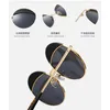 Lunettes de soleil surdimensionnées en cuir rond marque designer luxe mode nuances pour femmes grandes lunettes de soleil en métal hommes lunettes éléganteslunettes de soleil