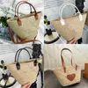 Triomphe Panier Bag in Palm Leaves Leatherbusket Torba podróżna Carmin Natural Tan Torebka na ramię Crossbody Tote Wakacje na plaży Projektant Luksus